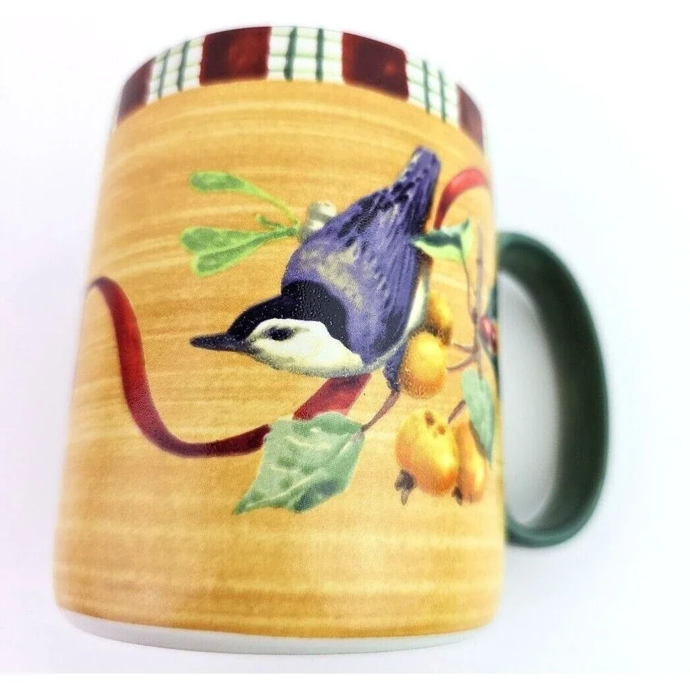 Lenox Coffee Mug Cup Winter Greetings Everyday Holiday Nuthatch Bird on Fruit